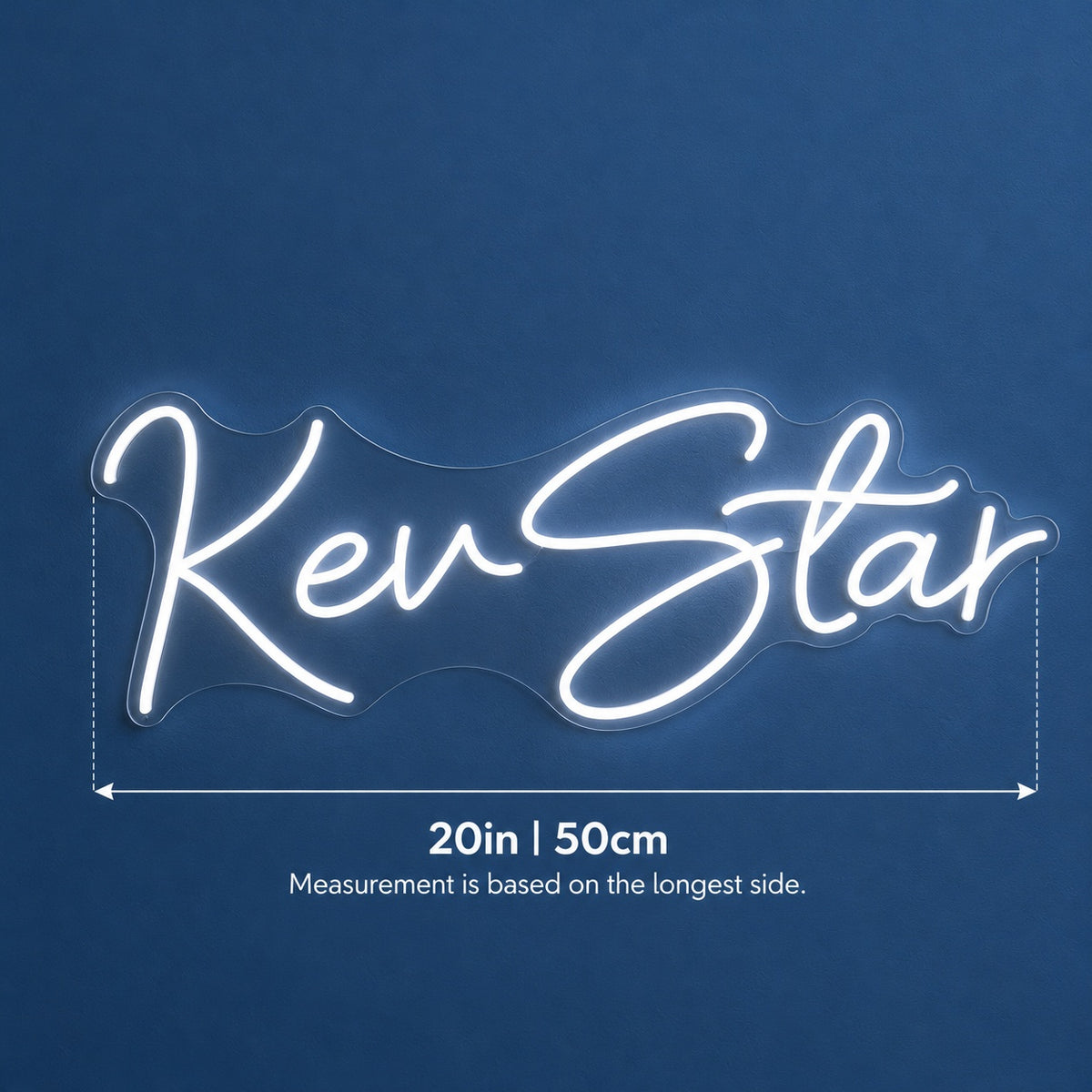 Kev Star LED Neon Sign - size guide