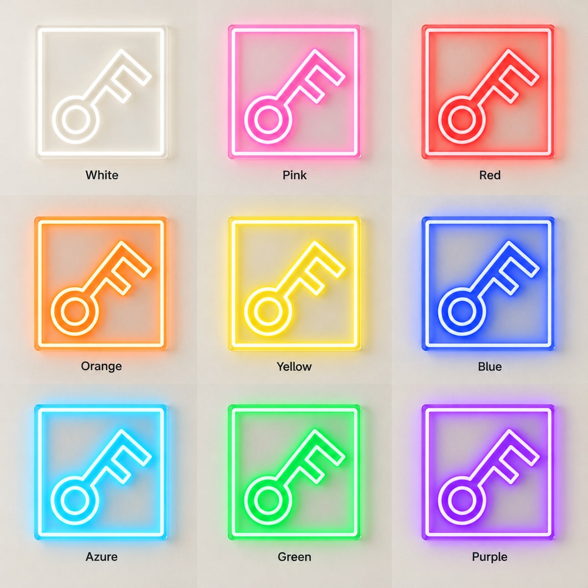 Key Outline LED Neon Sign - nine-color grid