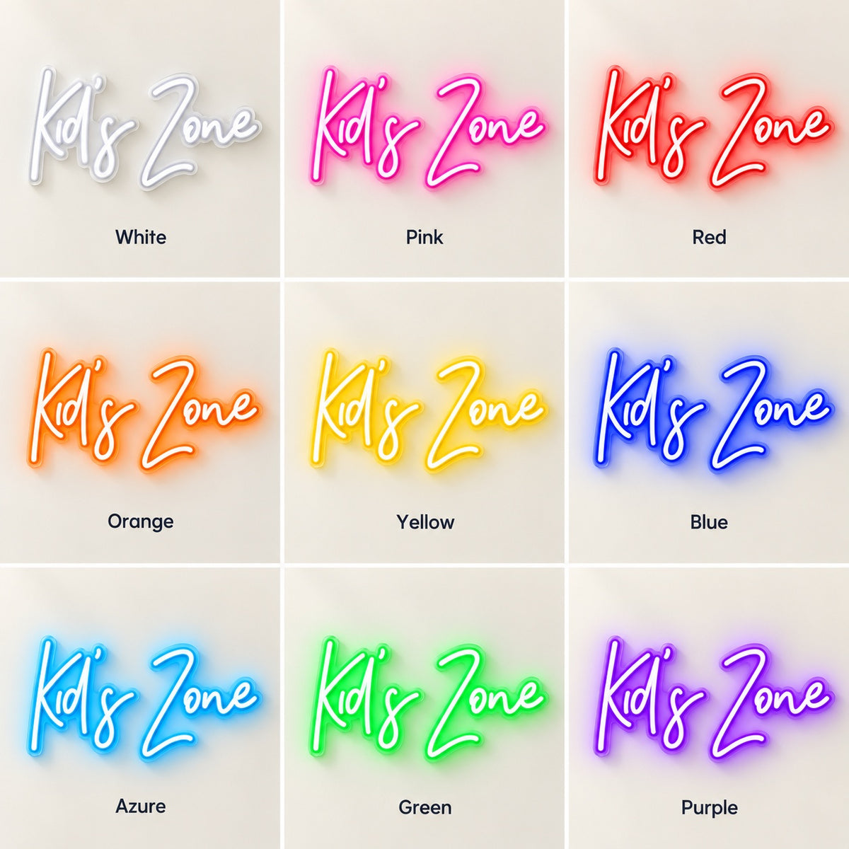 Kid's Zone LED Neon Sign - nine-color grid