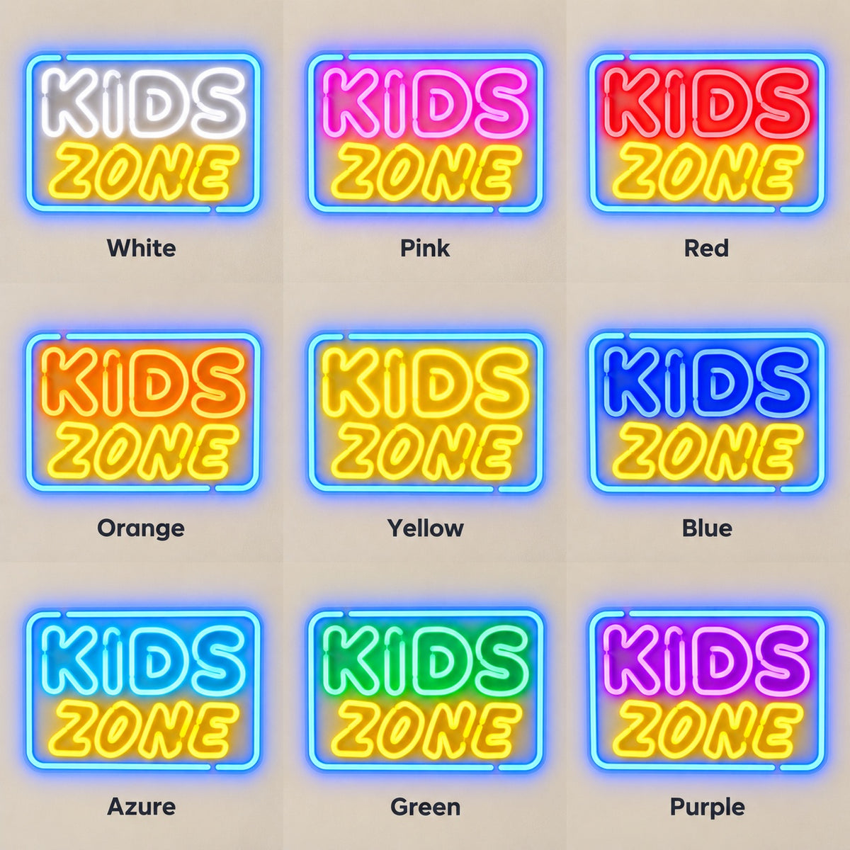 Kids Zone LED Neon Sign - nine-color grid
