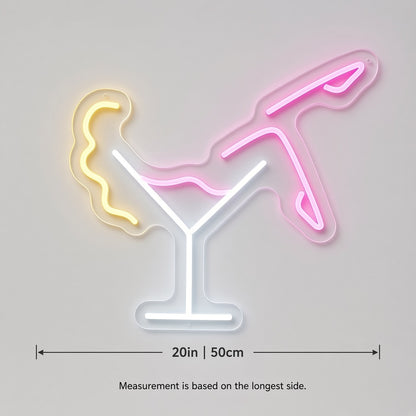 Lady In Martini Glass LED Neon Sign - size guide