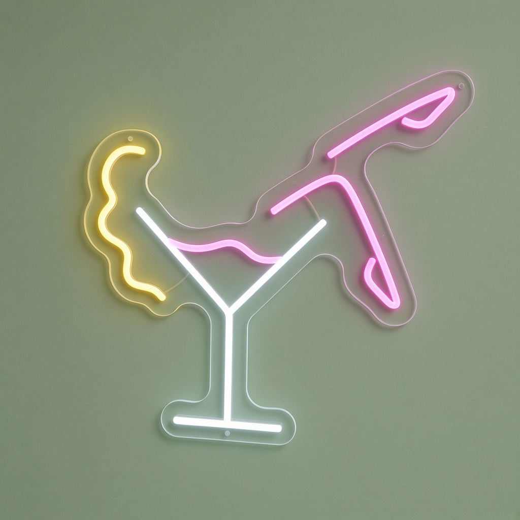 Lady In Martini Glass LED Neon Sign - natural light view