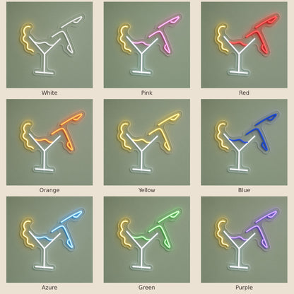 Lady In Martini Glass LED Neon Sign - nine-color grid