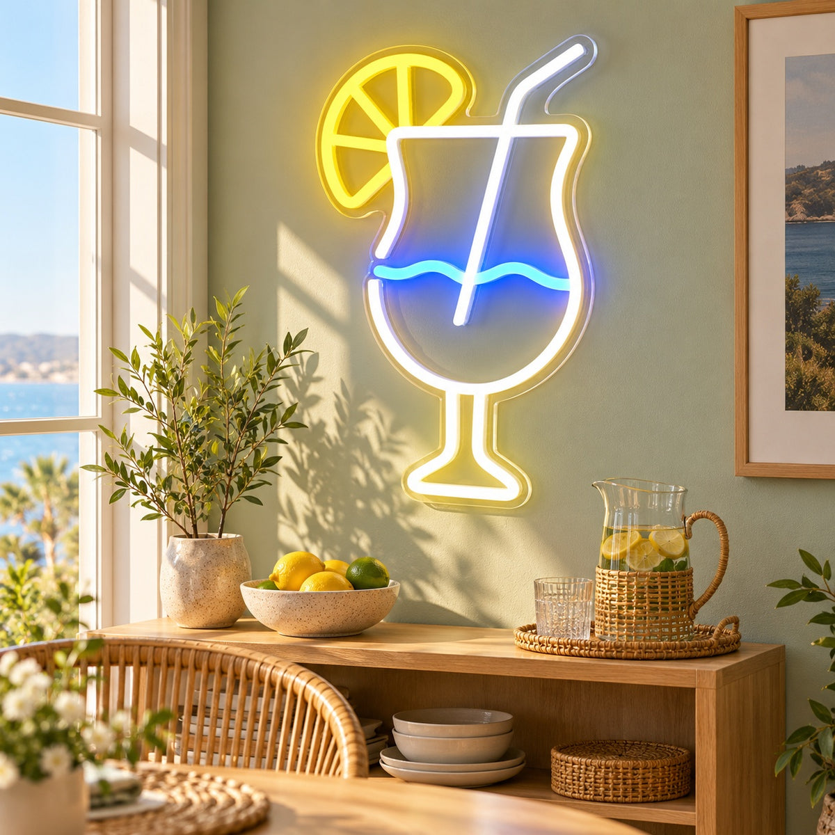 Lemon Cocktail Glass LED Neon Sign - lifestyle view