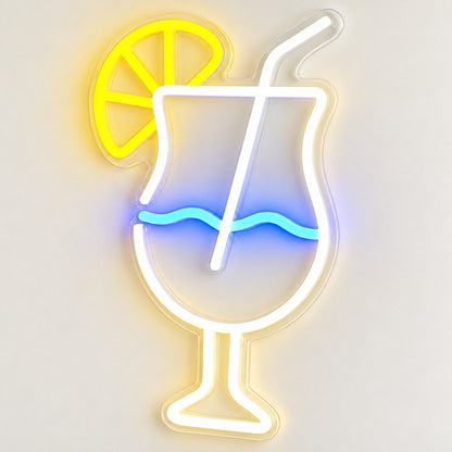 Lemon Cocktail Glass LED Neon Sign - natural light view