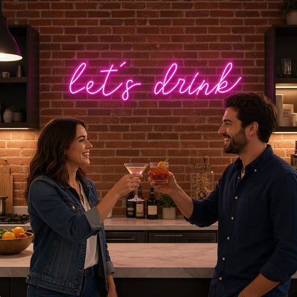 Let's Drink LED Neon Sign - lifestyle view
