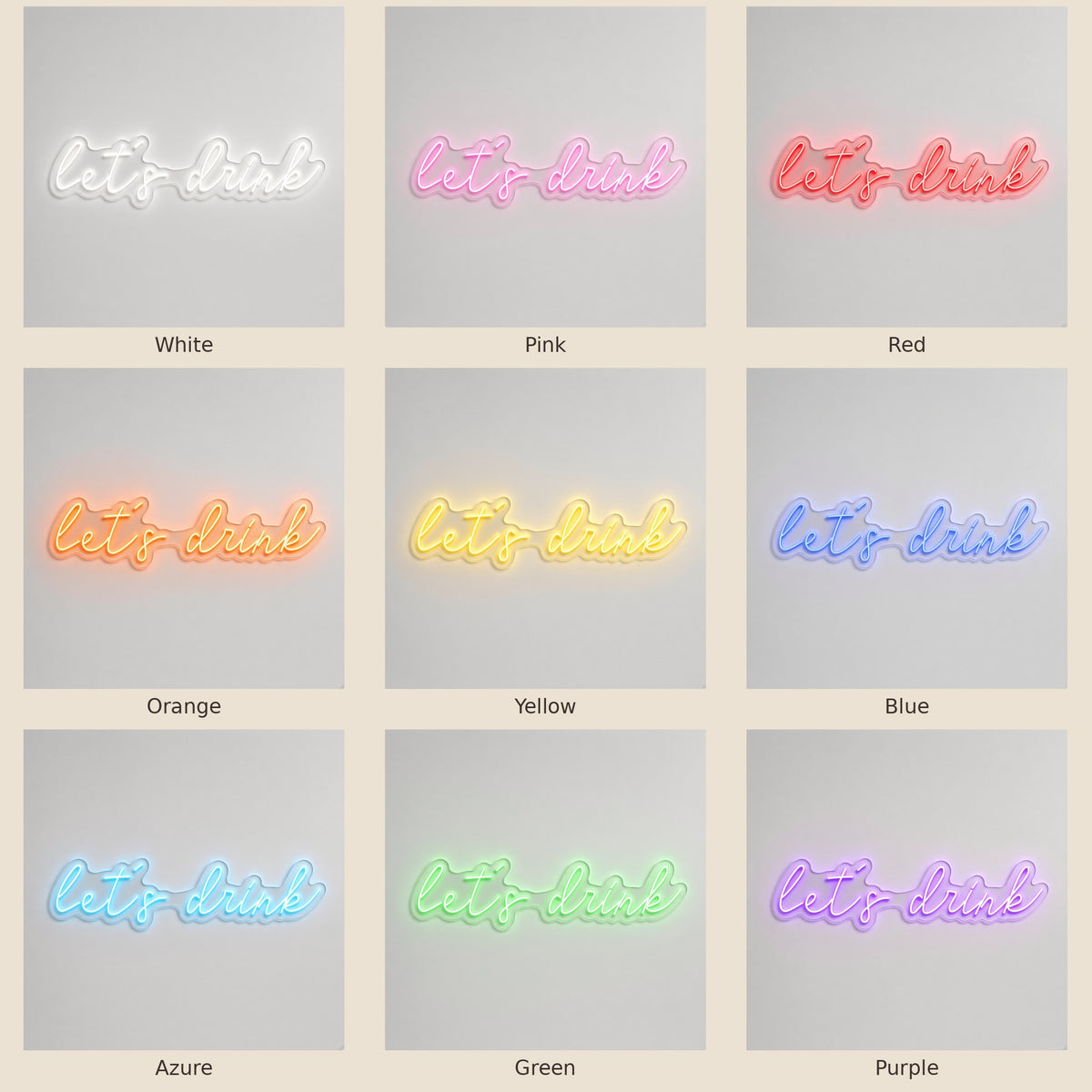 Let's Drink LED Neon Sign - nine-color grid