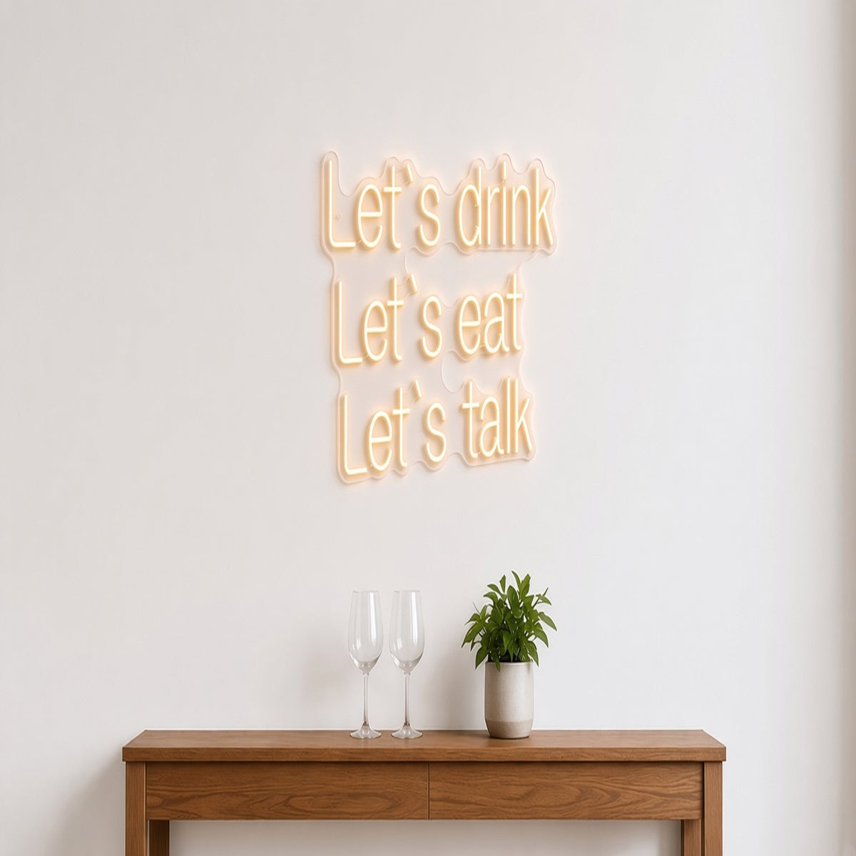 Let's Drink Let's Eat Let's Talk Golden Glow for Dining Room LED Neon Sign - lifestyle view