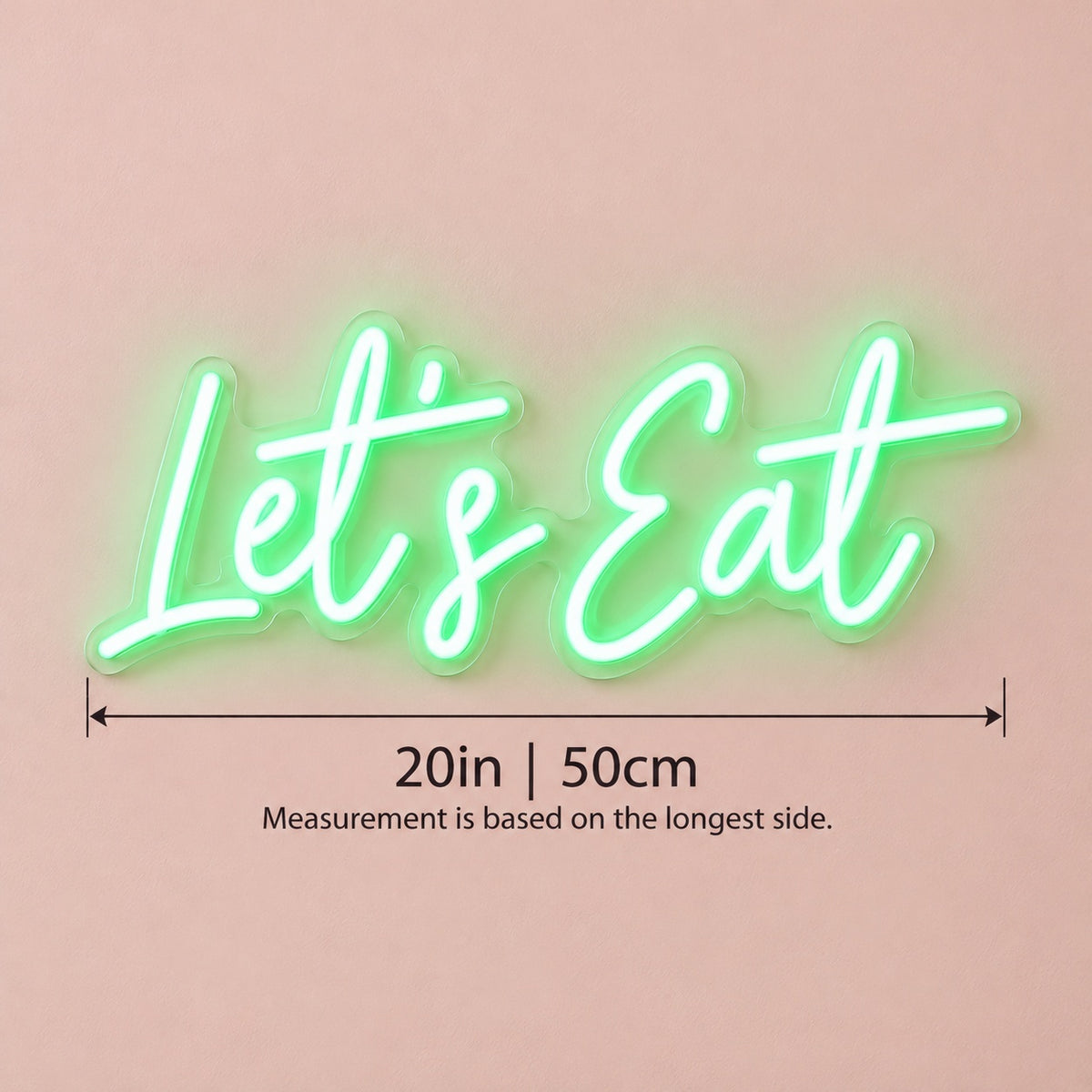 Let's Eat LED Neon Sign - size guide
