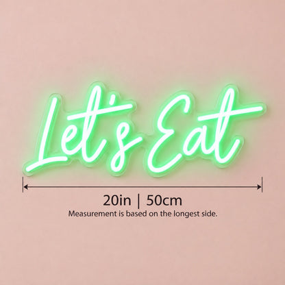 Let's Eat LED Neon Sign - size guide