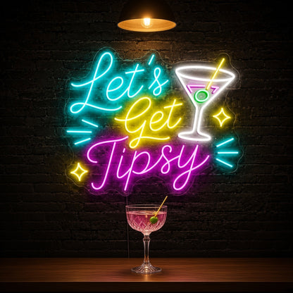 Let's Get Tipsy LED Neon Sign - advertising view