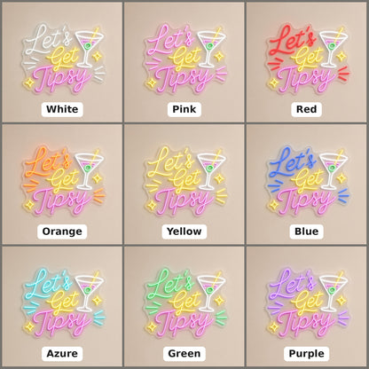 Let's Get Tipsy LED Neon Sign - nine-color grid