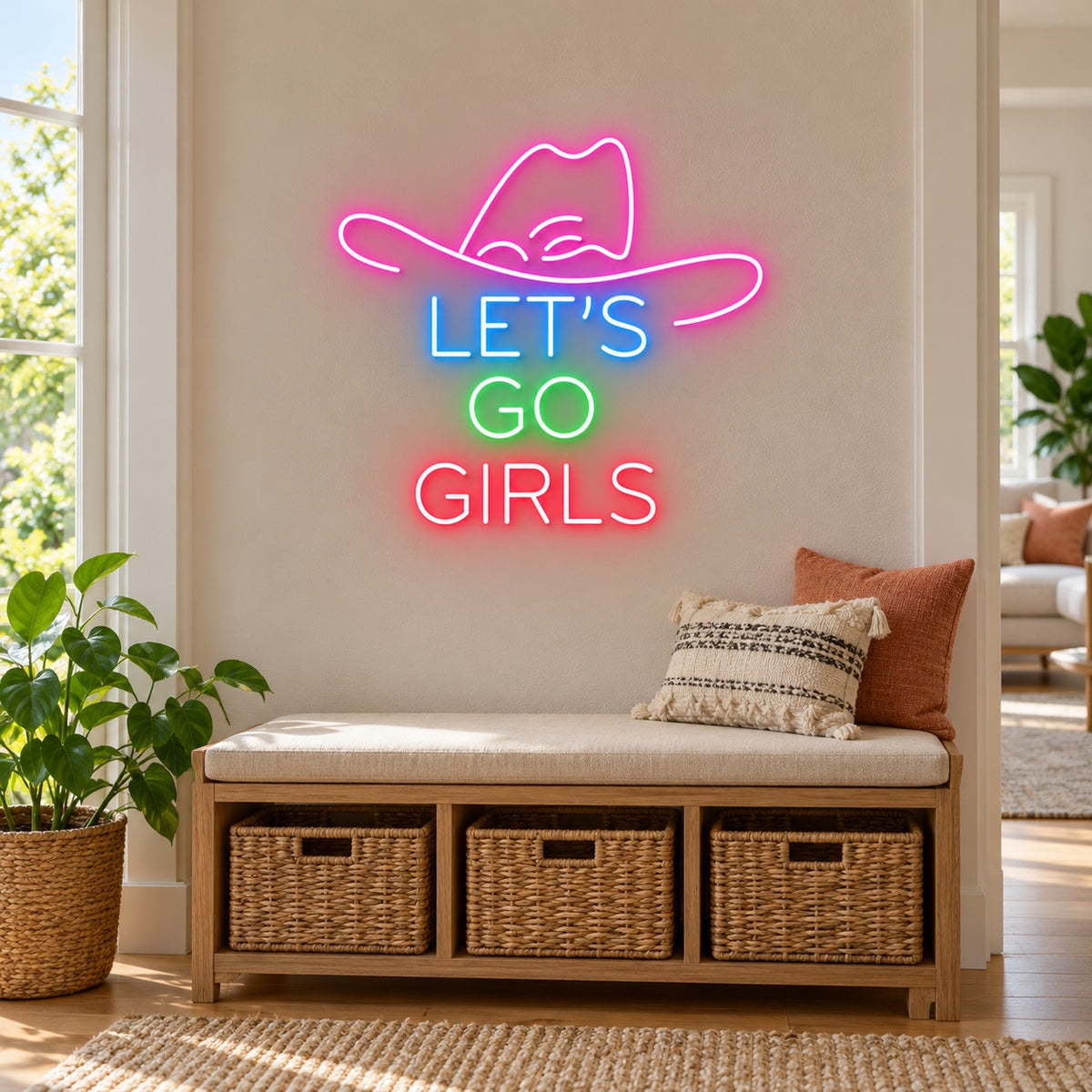 LET'S GO GIRLS Cowboy Hat LED Neon Sign - lifestyle view