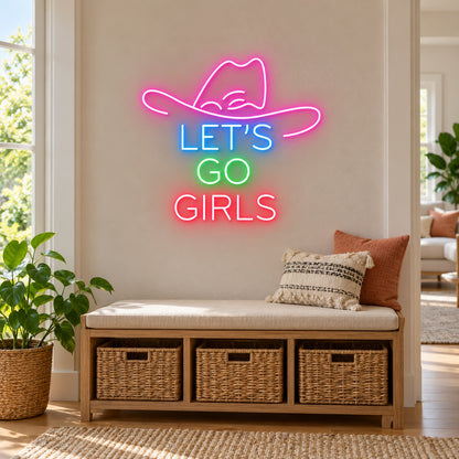 LET'S GO GIRLS Cowboy Hat LED Neon Sign - lifestyle view