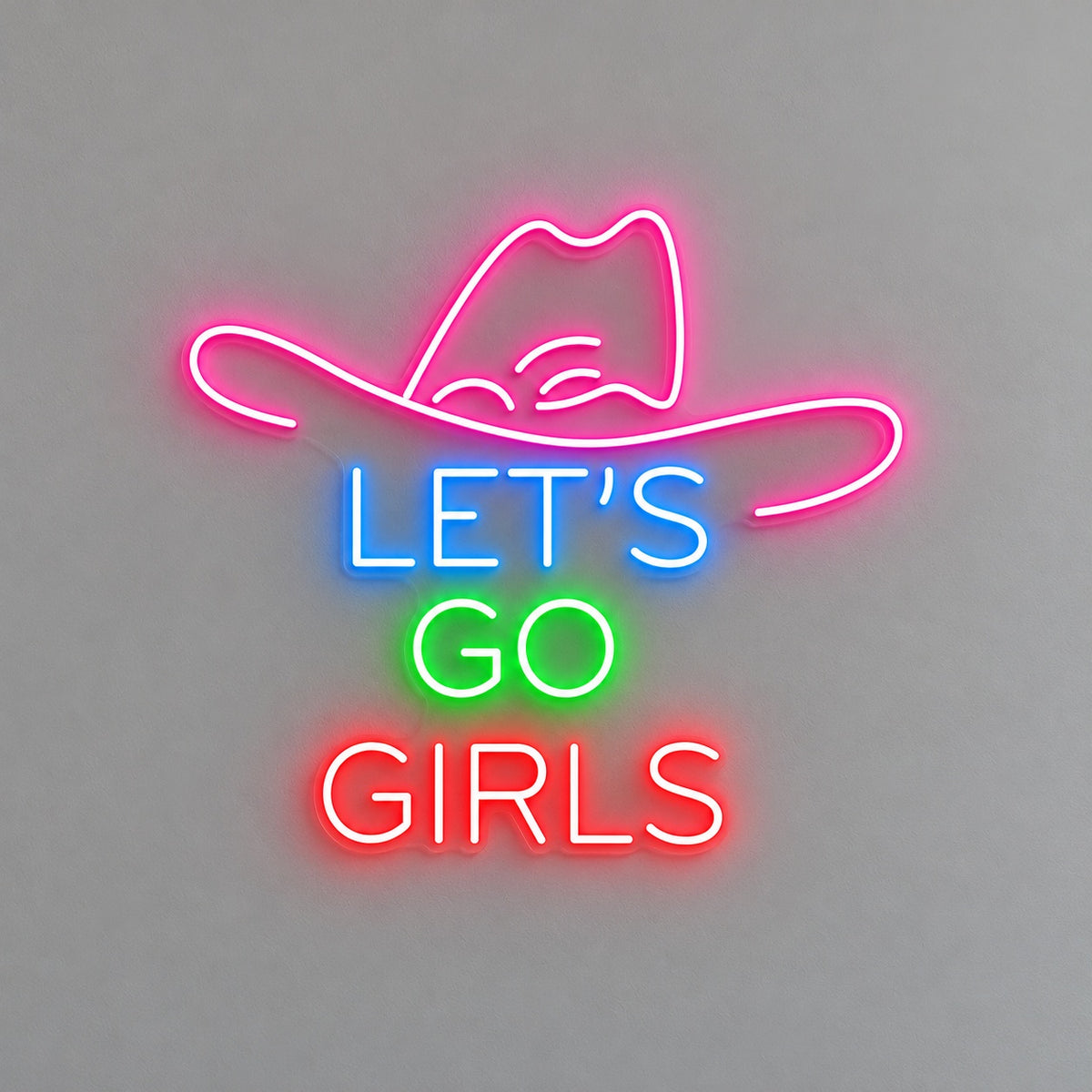 LET'S GO GIRLS Cowboy Hat LED Neon Sign - natural light view