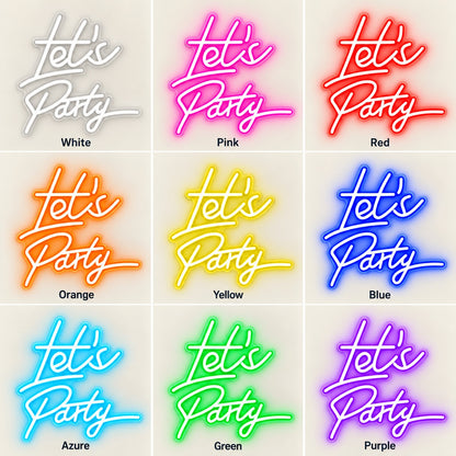 Let's Party LED Neon Sign - nine-color grid