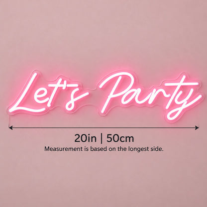 Let's Party LED Neon Sign - size guide