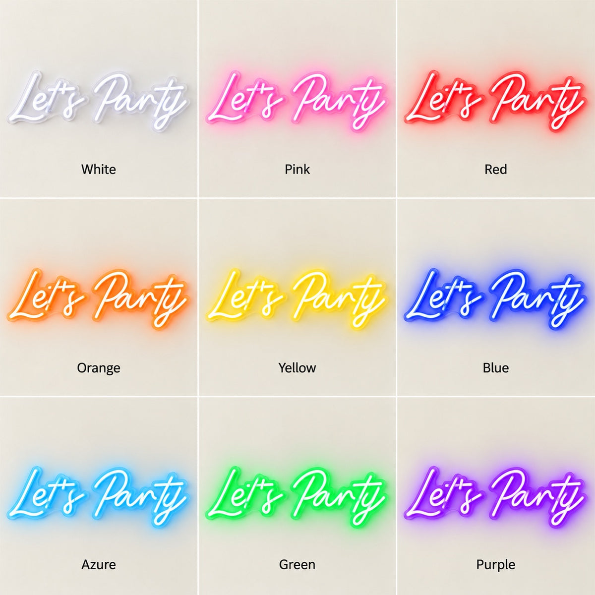 Let's Party LED Neon Sign - nine-color grid