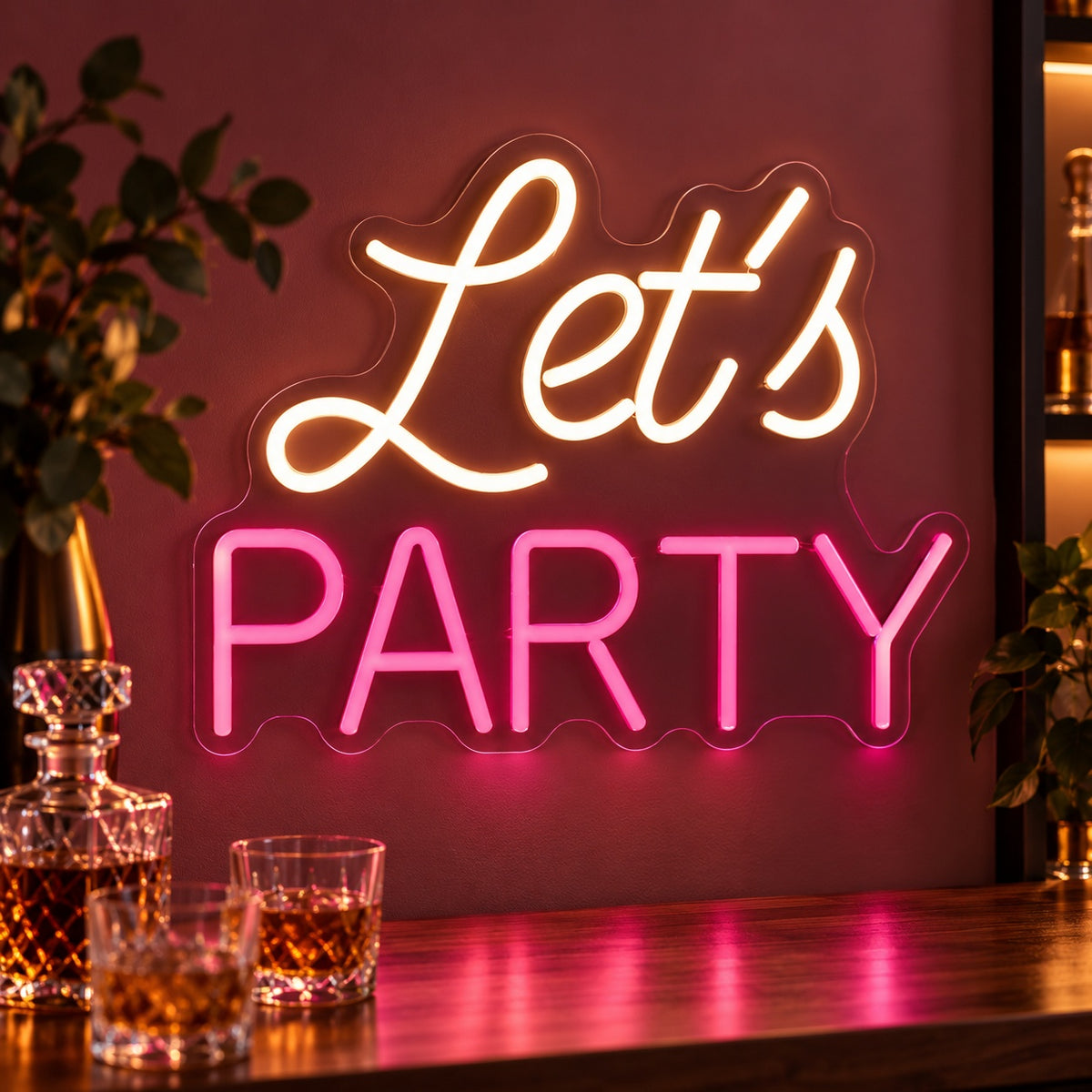 Let's Party LED Neon Sign - advertising view