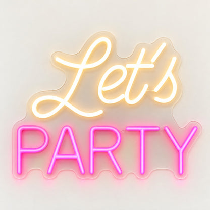 Let's Party LED Neon Sign - natural light view