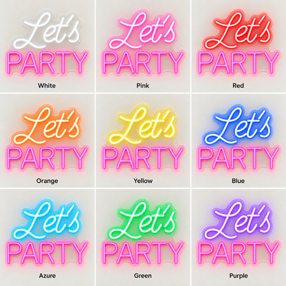 Let's Party LED Neon Sign - nine-color grid