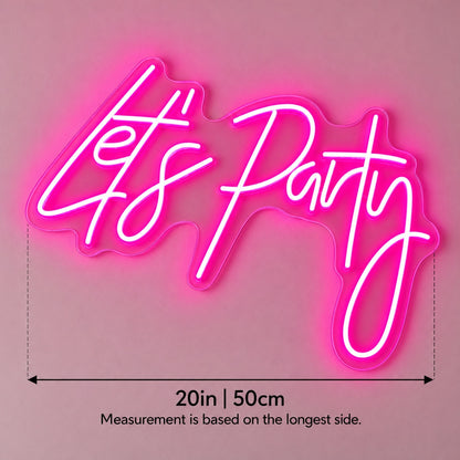 Let's Party LED Neon Sign - size guide