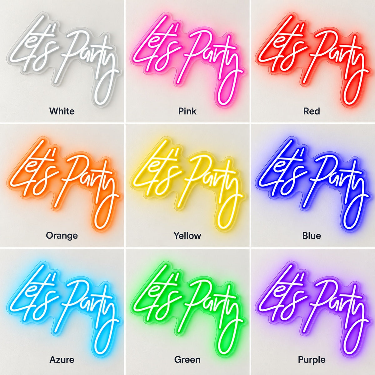 Let's Party LED Neon Sign - nine-color grid