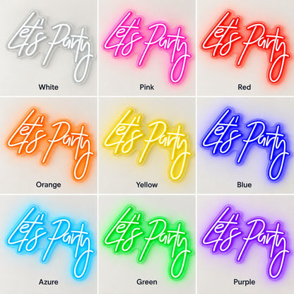 Let's Party LED Neon Sign - nine-color grid