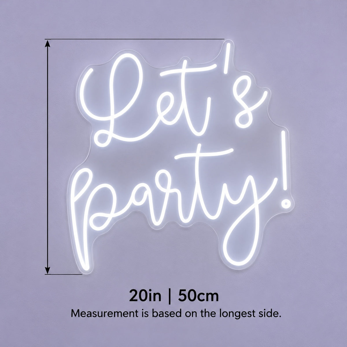 Let's Party! LED Neon Sign - size guide