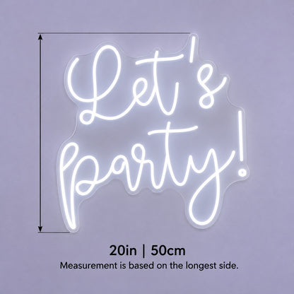Let's Party! LED Neon Sign - size guide