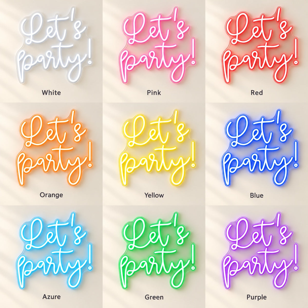 Let's Party! LED Neon Sign - nine-color grid