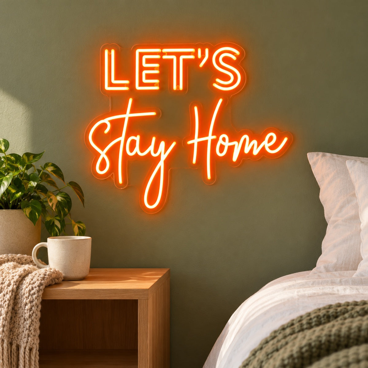 Let's Stay Home LED Neon Sign - lifestyle view