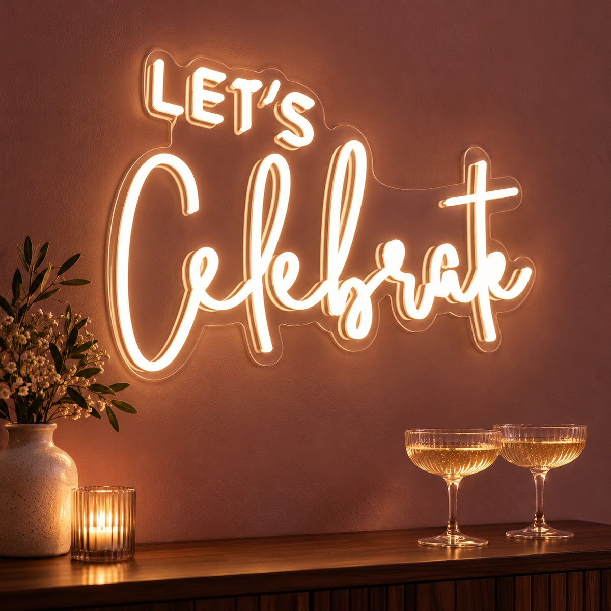Lets Celebrate LED Neon Sign - advertising view