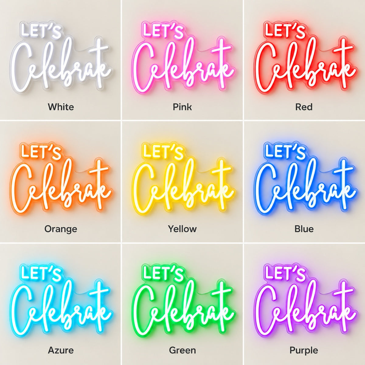 Lets Celebrate LED Neon Sign - nine-color grid