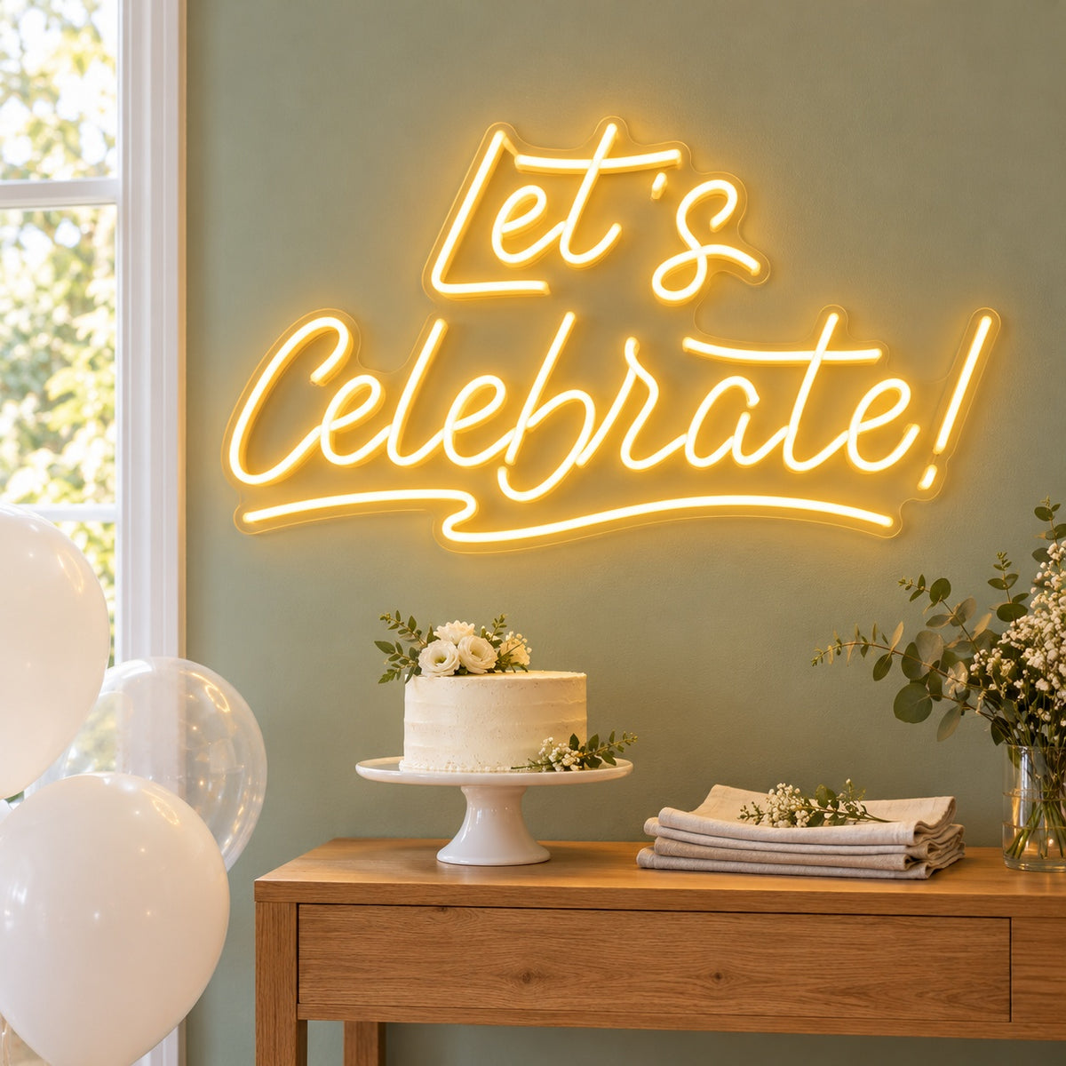 Let’s Celebrate LED Neon Sign - lifestyle view