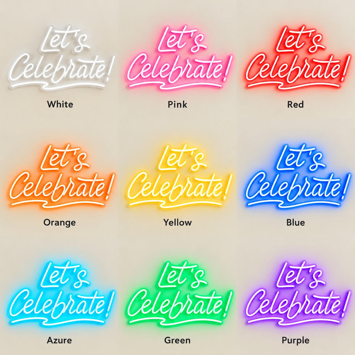 Let’s Celebrate LED Neon Sign - nine-color grid
