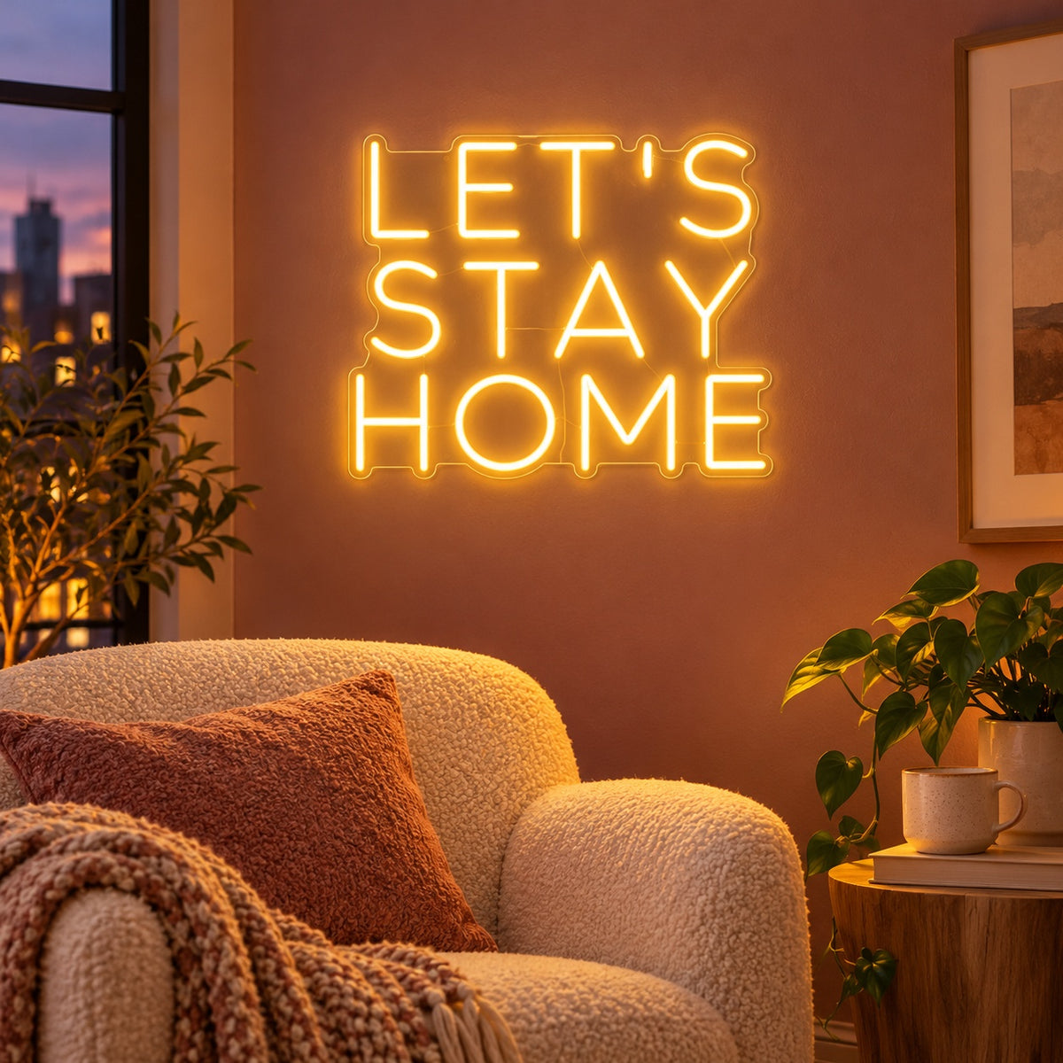Let’s Stay Home LED Neon Sign - advertising view