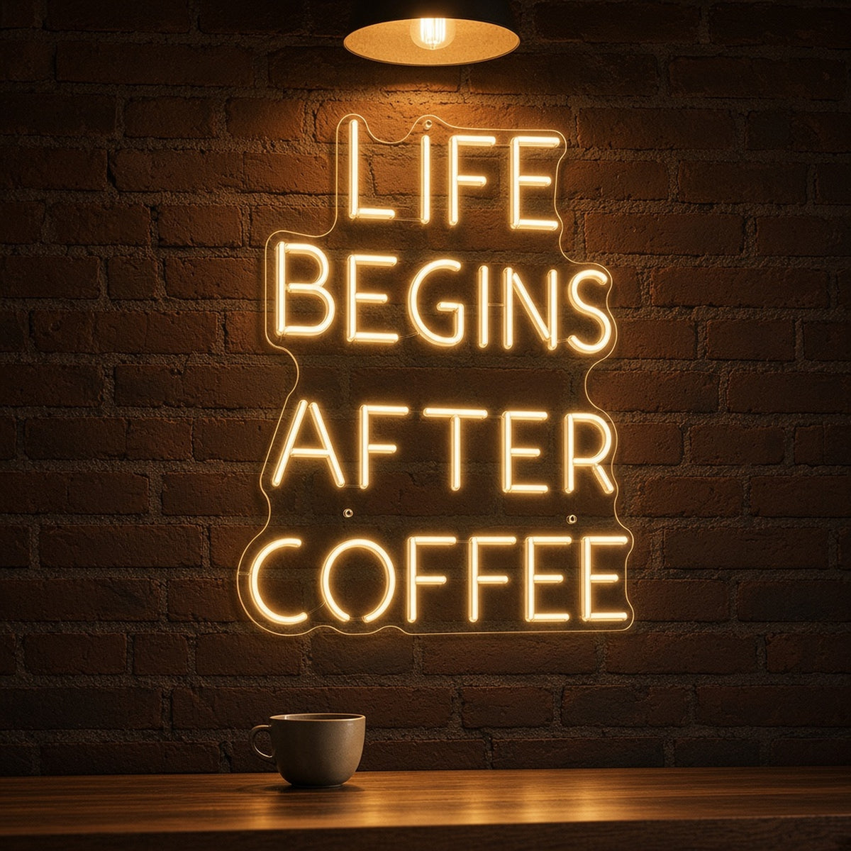 Life Begins After Coffee Wall Mount for Cafe Shop Counter LED Neon Sign - advertising view