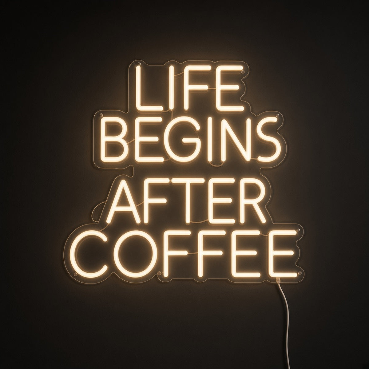 Life Begins After Coffee Block Letters for Kitchen LED Neon Sign - product hero