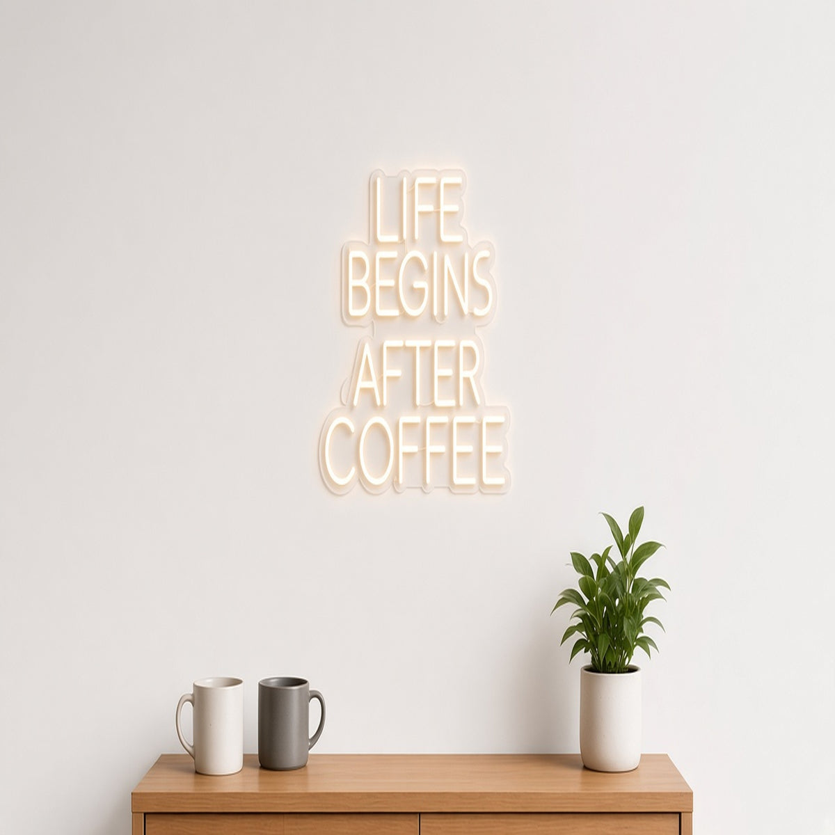 Life Begins After Coffee Block Letters for Kitchen LED Neon Sign - lifestyle view