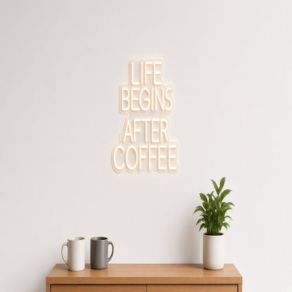 Life Begins After Coffee Block Letters for Kitchen LED Neon Sign - lifestyle view