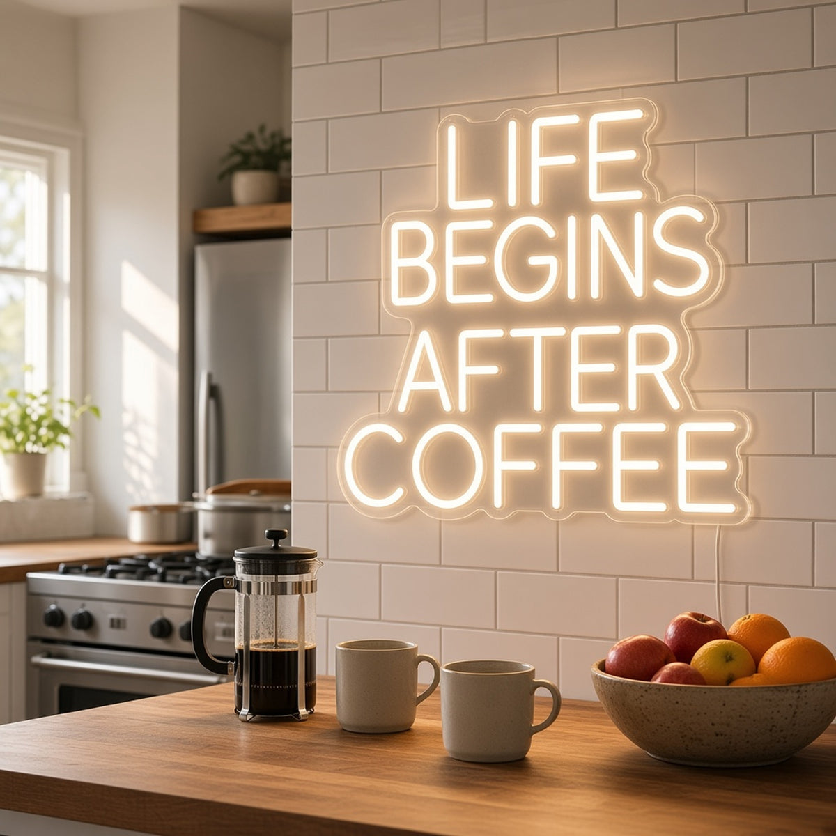 Life Begins After Coffee Kitchen Coffee Bar Decor LED Neon Sign - lifestyle view
