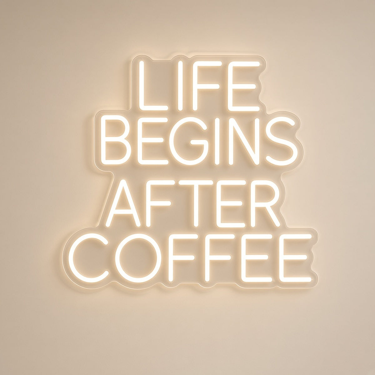 Life Begins After Coffee Kitchen Coffee Bar Decor LED Neon Sign - natural light view
