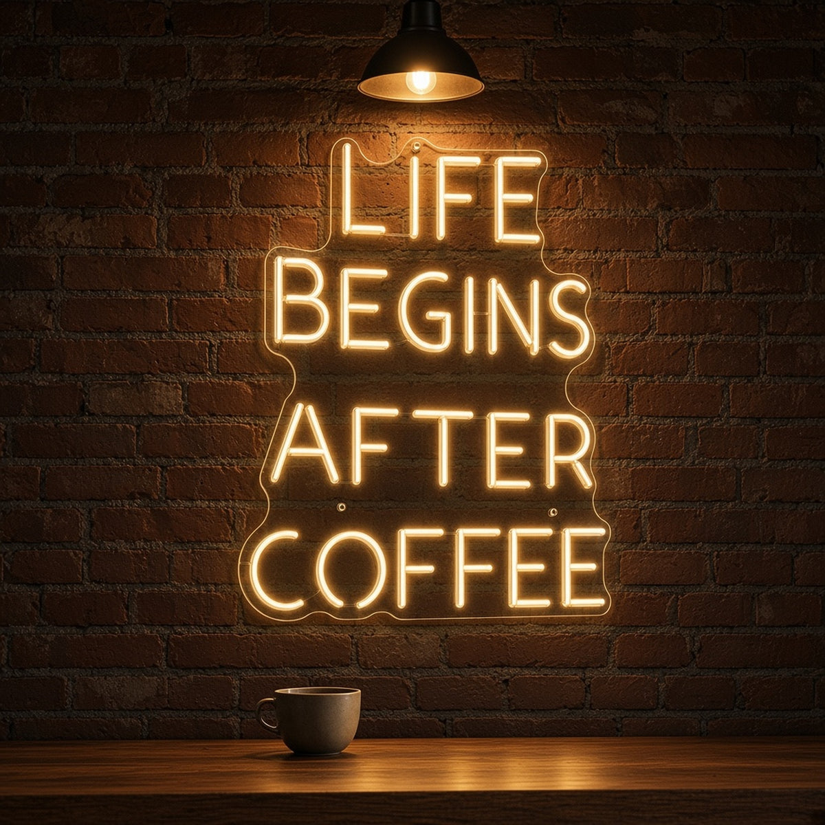Life Begins After Coffee Tall for Cafe Barista LED Neon Sign - advertising view