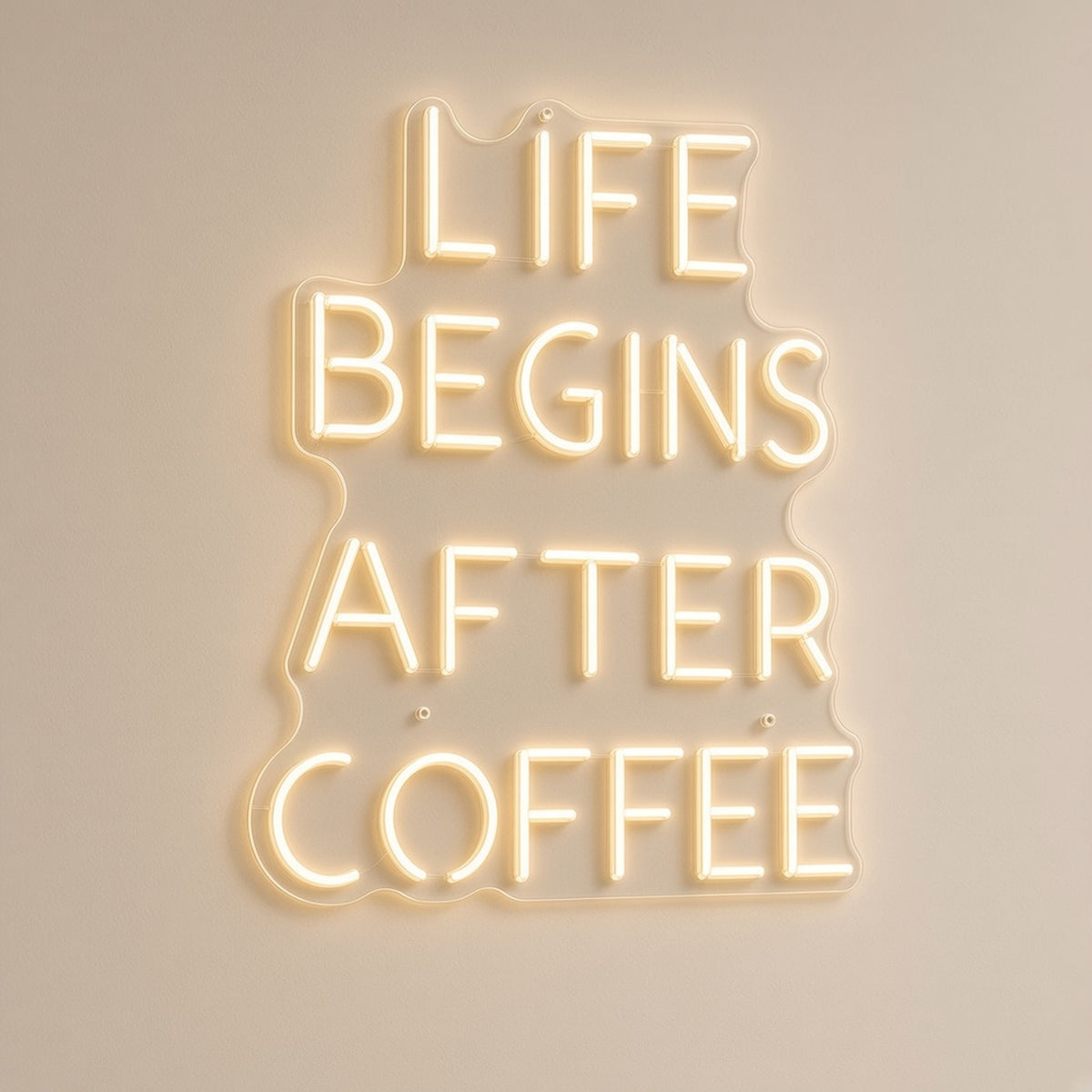 Life Begins After Coffee Tall for Cafe Barista LED Neon Sign - natural light view