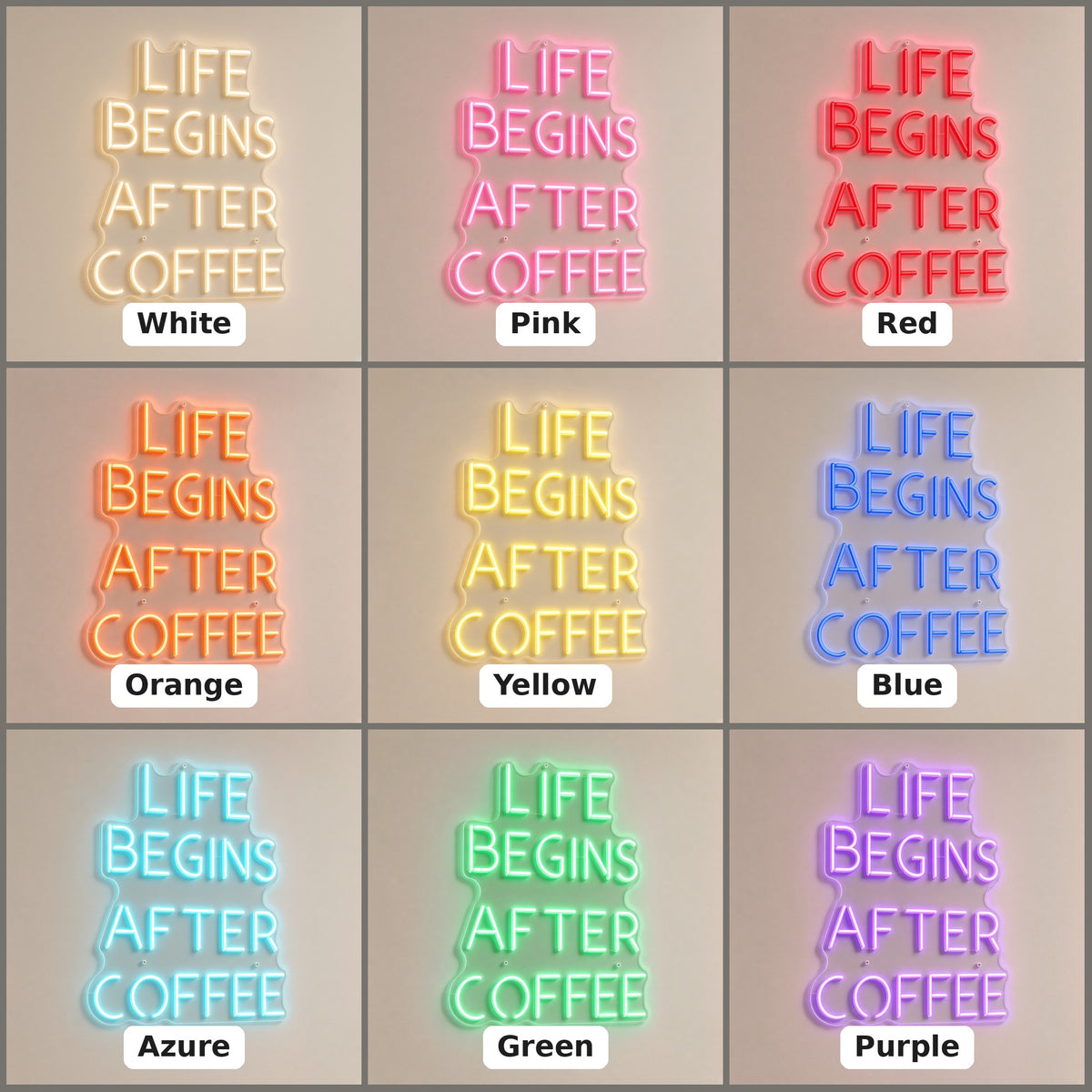 Life Begins After Coffee Tall for Cafe Barista LED Neon Sign - nine-color grid