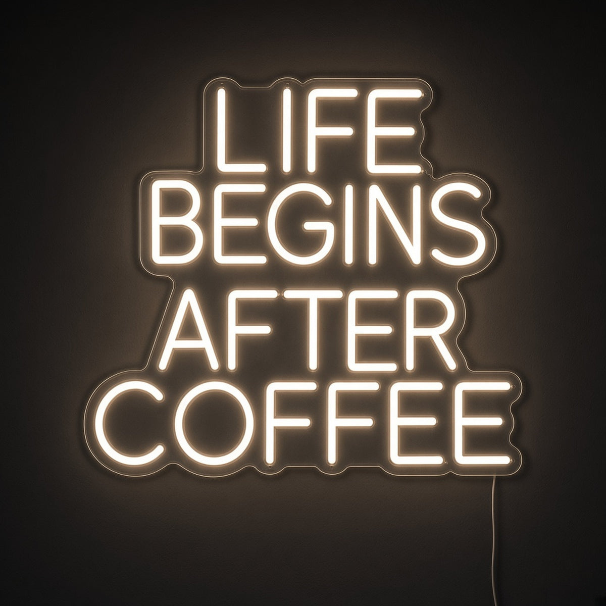 Life Begins After Coffee Stacked Letters for Coffee Corner LED Neon Sign - product hero
