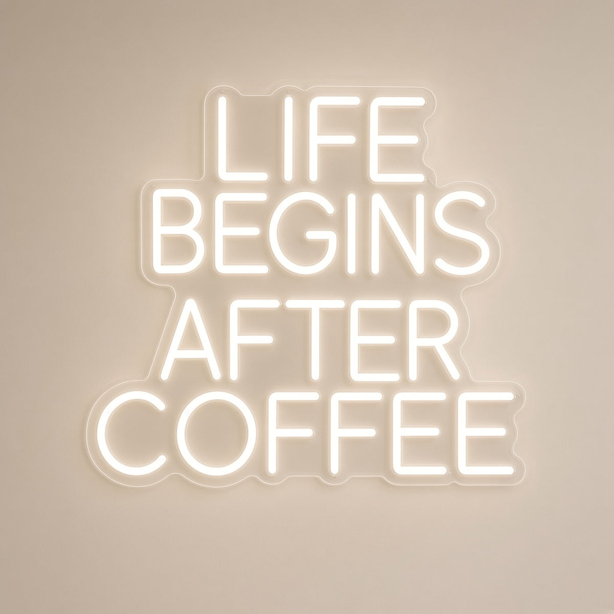 Life Begins After Coffee Stacked Letters for Coffee Corner LED Neon Sign - natural light view