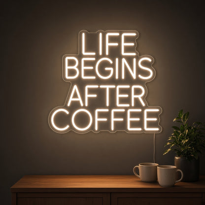 Life Begins After Coffee with Remote Dimmer for Home Office LED Neon Sign - lifestyle view