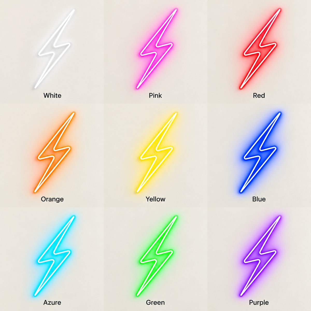 Lightning Bolt LED Neon Sign - nine-color grid